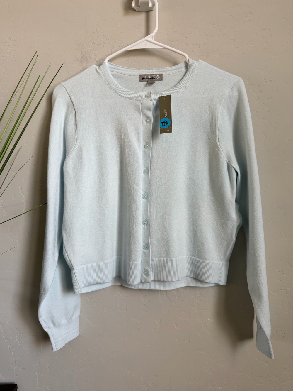 J.Crew Jackie Cardigan Sweater NWT Soft Blue Crewneck Button Front Medium